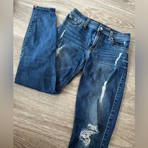 7 For All Mankind Gwenevere Medium Wash Ripped Skinny Jeans